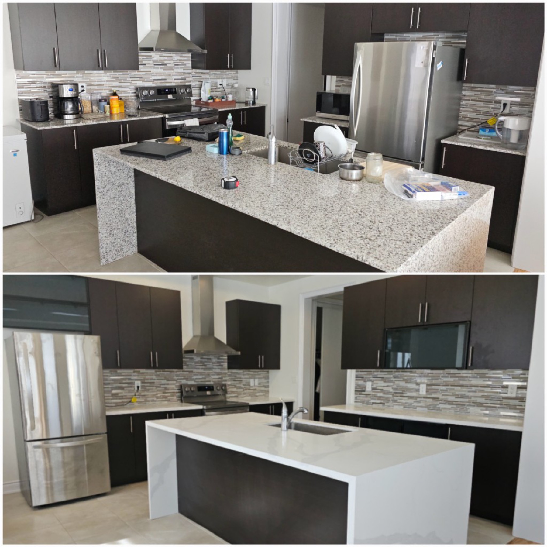 Dual waste bins under the cooktop