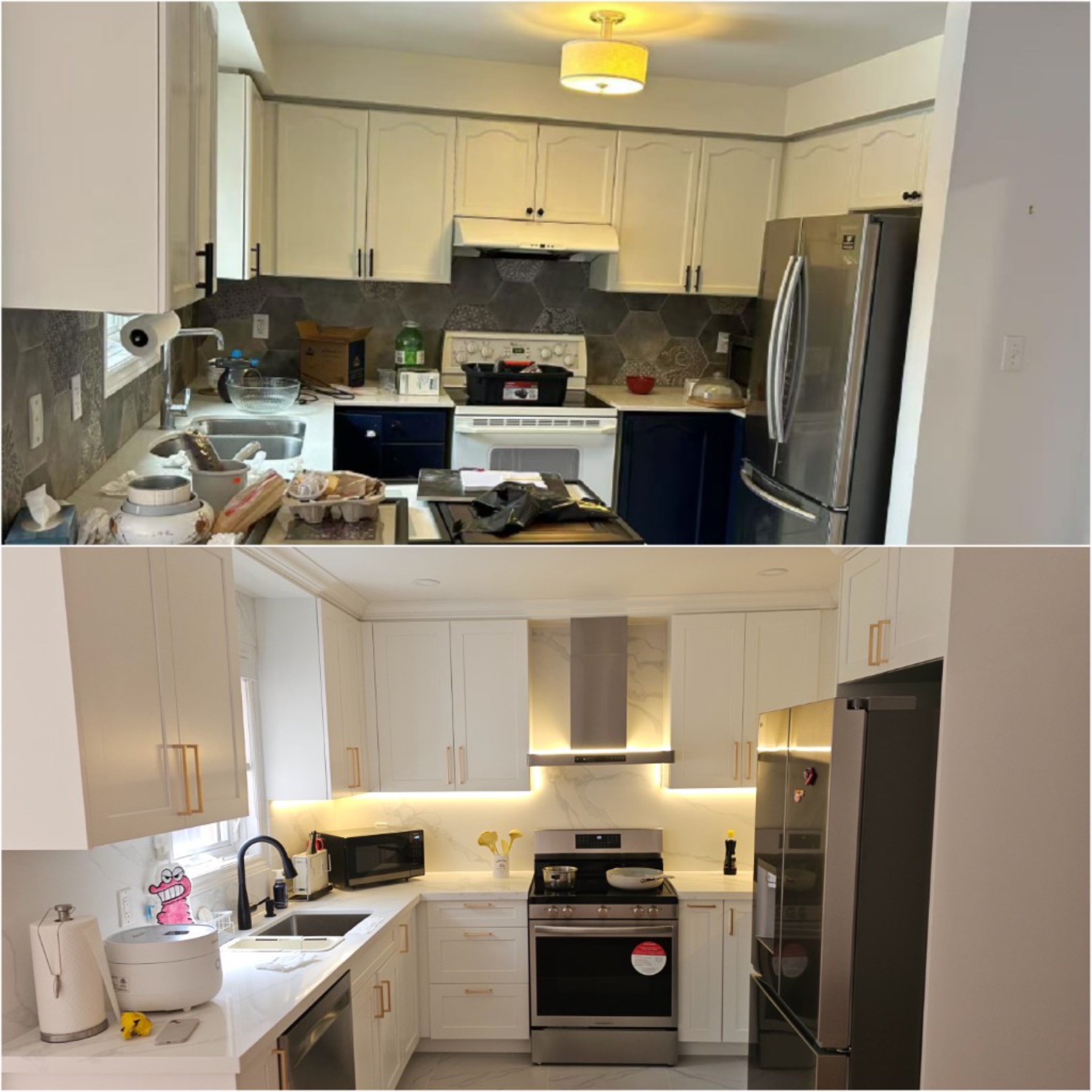 Custom kitchen overview with island seating